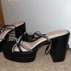 Dream Pairs Black Rhinestone Platform Sandal Heels